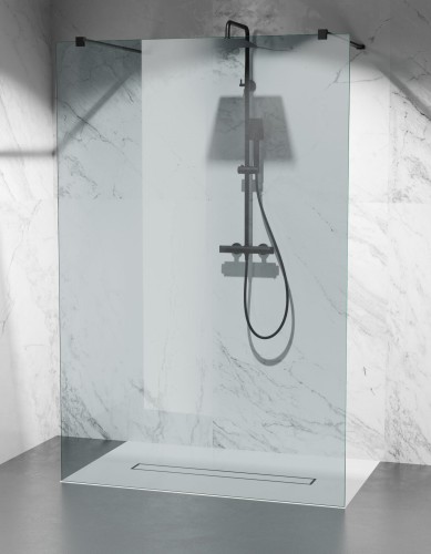 transparentna szyba prysznicowa wolnostojaca walk-in okucia czarny mat zdjecie 1 polskie kabiny