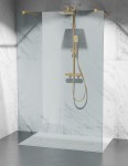 Transparentna Szyba prysznicowa Wolnostojąca Walk-In okucia złoty mat