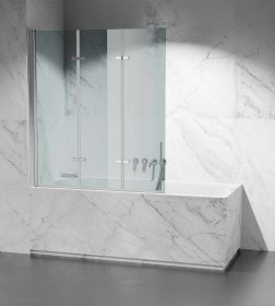 Parawan nawannowy transparentny  3-skrzydłowy PNW116 okucia chrom połysk