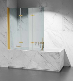 Parawan nawannowy transparentny 3-skrzydłowy PNW116  okucia złoty mat 