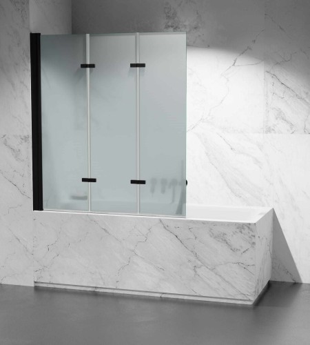 Parawan nawannowy mrożony 3-skrzydłowy PNW116 okucia czarny mat zdjecie 1