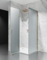 Kabina Prysznicowa Uchylna, Okucia Złoto Szczotkowane, Szkło Mrożone Mleczne