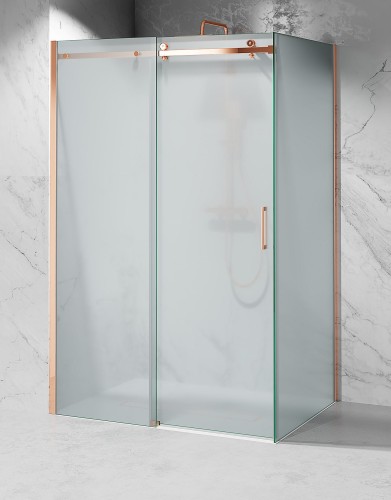 kabina-prysznicowa-przesuwna-szkło-mrożone-okucia-złoty-róż-zdjecie-1