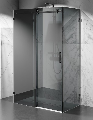 czarna kabina prysznicowa przesuwna trojscienna CV20P szklo grafitowe zdjecie 1 polskie kabiny