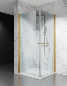 Złota Kabina Prysznicowa Wahadłowa DV4000, Szkło Transparentne