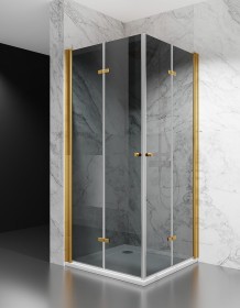 Złota Kabina Prysznicowa Składana Dwustronnie D1200, Szkło Grafit 