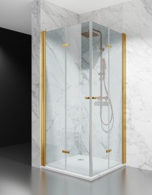 Złota Kabina Prysznicowa Składana Dwustronnie D1200, Szkło Transparentne