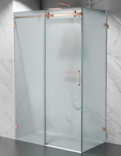 Złota Kabina Prysznicowa Przesuwna Bezprofilowa C20P2, Okucia Złoty Róż, Szkło Mrożone zdjęcie 1 polskie kabiny