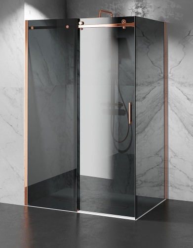 złota kabina prysznicowa przesuwna C20 okucia złoty róż szkło grafit zdjęcie 1 polskie kabiny