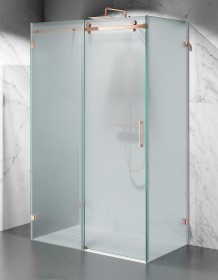 Złota Kabina Prysznicowa Przesuwna Trzyścienna CV20P, Okucia Złoty Róż, Szkło Mrożone