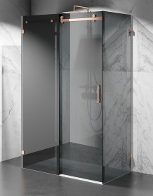 Złota Kabina Prysznicowa Przesuwna Trzyścienna CV20P, Okucia Złoty Róż, Szkło Grafit 