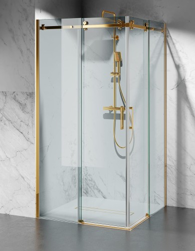 złota kabina prysznicowa dwustronnie przesuwna U20, szkło transparentne zdjęcie 1 polskie kabiny