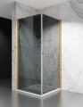 Złota kabina prysznicowa wahadłowa D1300, okucia złoto szczotkowane szkło grafit zdjęcie 1