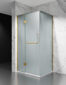 Złota Kabina Prysznicowa Uchylna DV8500, Okucia Złoto Szczotkowane, Szkło Mrożone