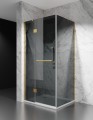 Złota kabina prysznicowa uchylna DV8500, okucia złoto szczotkowane szkło grafit zdjęcie 1