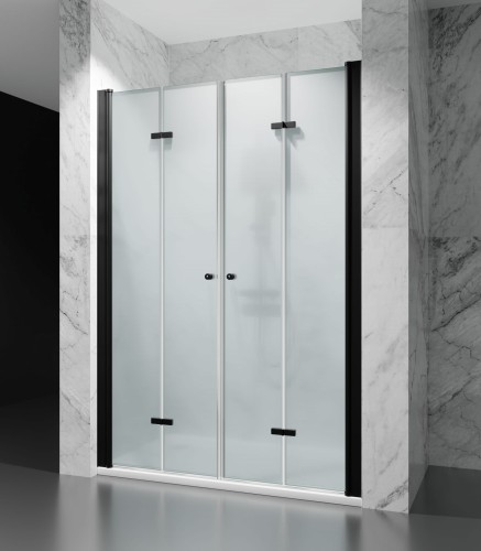dzwi prysznicowe skladane okucia czarny mat szklo mrozone D1900 dual zdjecie 1 polskie kabiny