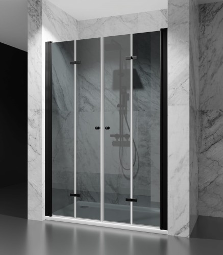 drzwi prosznicowe skladane okucia czarny mat szklo grafitowe D1900 dual zdjecie 1 polskie kabiny