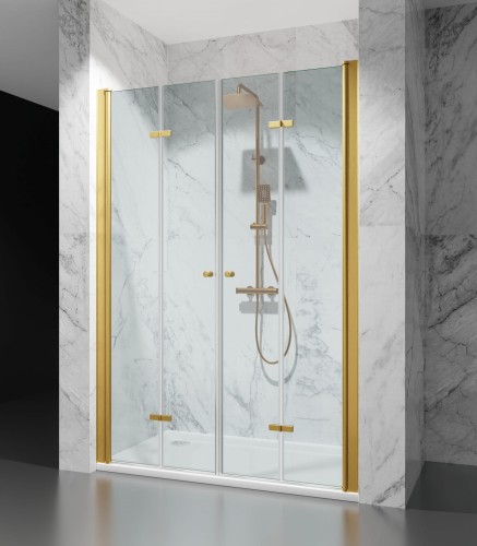 dzwi prysznicowe skladane okucia zloty szczotkowany szklo transparentne D1900 dual zdjecie 1 polskie kabiny