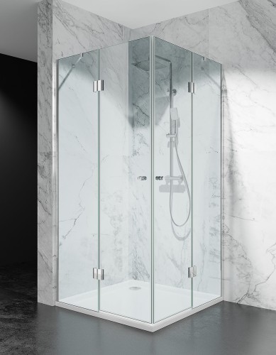 kabina prysznicowa z brodzikiem DV2000 srebrne okucia szkło transparentne