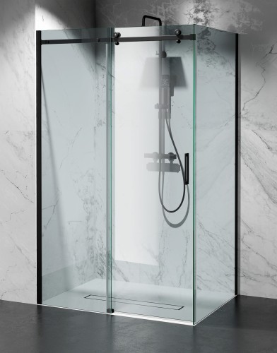 kabina prysznicowa przesuwna transparentna okucia czarny mat zdjecie 1 polskie kabiny