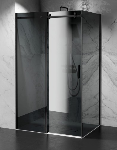 kabina prysznicowa przesuwna szklo grafitowe dymione okucia czarny mat zdjecie 1 polskie kabiny