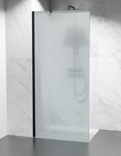 szyba prysznicowa walk-in wspornik boczny okucia czarny mat szkło mrożone zdjecie 1 polskie kabiny