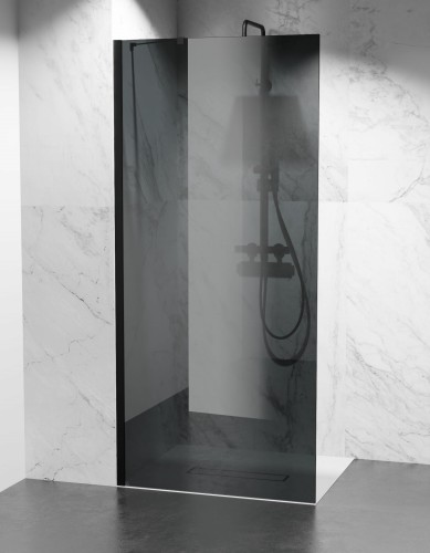 szyba prysznicowa walk-in wspornik boczny okucia czarny mat szkło grafit zdjecie 1 polskie kabiny