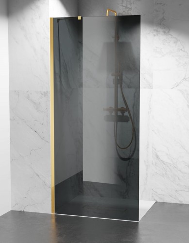 szyba prysznicowa walk-in wspornik boczny okucia złoty mat szkło grafitowe zdjecie 1 polskie kabiny