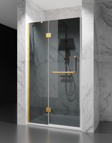 drzwi prysznicowe uchylne szklo grafitowe okucia zloty mat DV8500D zdjecie 1