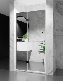 Drzwi Prysznicowe Uchylne , szkło Lustrzane, okucia czarny mat  DV8500D