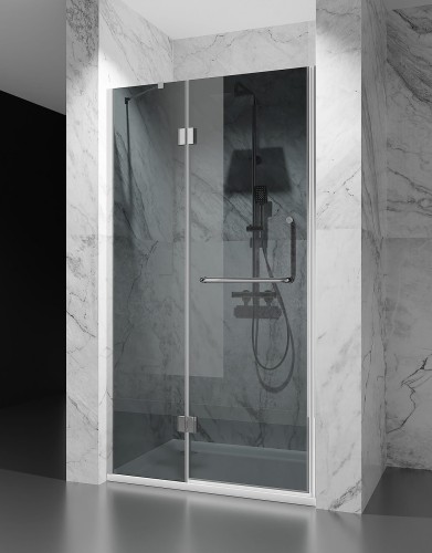 drzwi prysznicowe uchylne szklo grafitowe okucia chrom polerowany DV8500D zdjecie 1