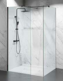 Kabina Prysznicowa Walk-In Czarny Mat W9V2 Szkło 8mm 