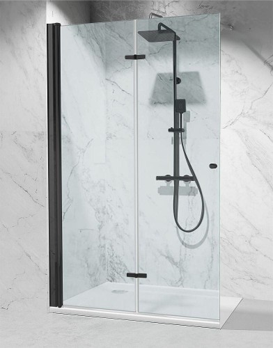 scianka prysznicowa walk in skladana kolor okuc czarny mat zdjecie 1 polskie kabiny