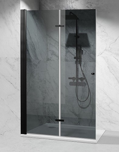 scianka prysznicowa walk in skladana szklo grafitowe kolor okuc czarny mat zdjecie 1 polskie kabiny