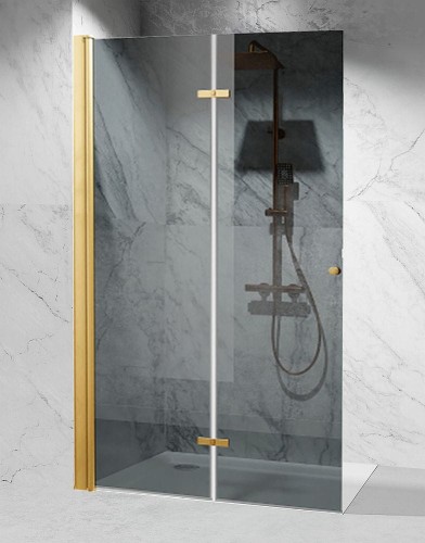 scianka prysznicowa walk in skladana szklo grafitowe kolor okuc zloty mat zdjecie 1 polskie kabiny