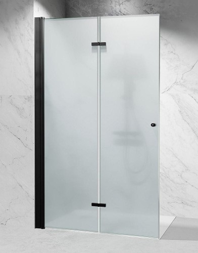 scianka prysznicowa walk in skladana szklo mrozone kolor okuc czarny mat zdjecie 1 polskie kabiny