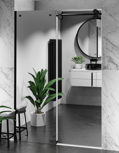 okucia czarny mat szklo efekt lustra drzwi prysznicowe D30 zdjecie 1 polskie kabiny