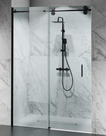 Okucia czarny mat, Szkło Transparentne, Drzwi Prysznicowe D30 EXCLUSIVE  