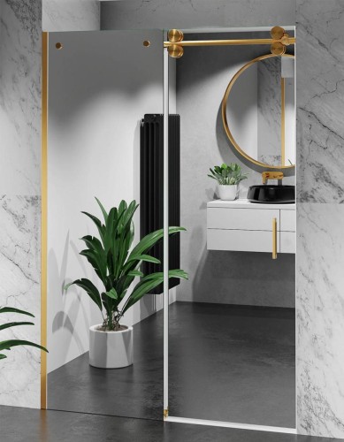 okucia zloty mat szklo efekt lustra drzwi prysznicowe D30 zdjecie 1 polskie kabiny