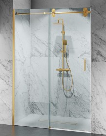 Okucia złoty mat, Szkło Transparentne, Drzwi Prysznicowe D30 EXCLUSIVE  