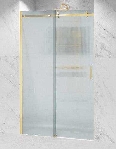 drzwi prysznicowe przesuwne D20 okucia zloty szczotkowany szklo ryflowane zdjecie 1 polskie kabiny