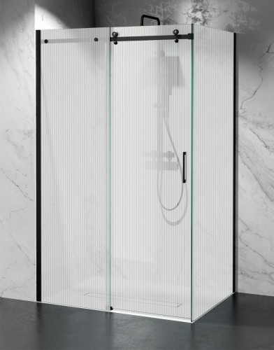 kabina prysznicowa przesuwna C20 okucia czarny mat szklo ryflowane zdjecie 1 polskie kabiny