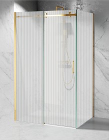 Kabina Prysznicowa Przesuwna C20, Okucia Złoty Połysk, Szkło Ryflowane