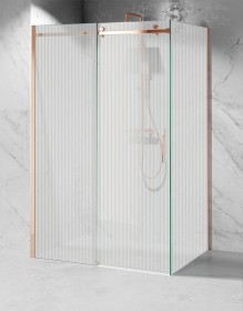 Kabina Prysznicowa Przesuwna C20, Okucia Złoto Różowe, Szkło Ryflowane