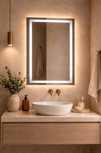 lustro podswietlane led prostokatne 80x60 cm zdjecie 1 polskie kabiny