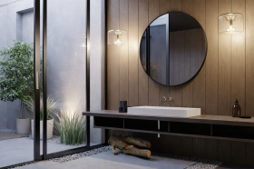 Lustro Okrągłe w aluminiowej czarnej ramie