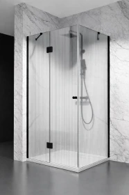 Kabina Prysznicowa Uchylna DV8000, Okucia Czarny Mat, Szkło Ryflowane 