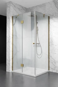 Kabina Prysznicowa Uchylna DV8000, Okucia Złoto Szczotkowane, Szkło Ryflowane