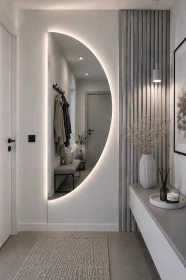 Lustro do salonu LED półkole   