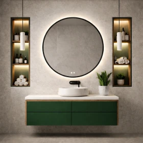 Lustro okrągłe LED z czarną ramą 60-120 cm